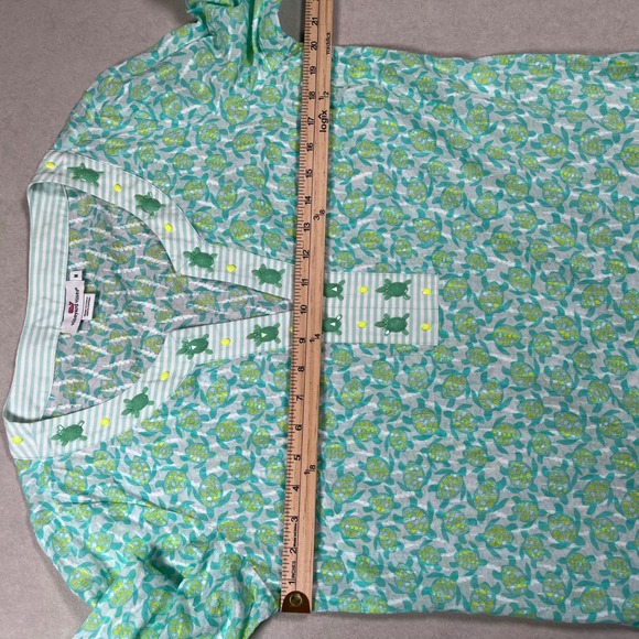 Vineyard Vines Tunic Women's Sz M Aqua Sea Turtle Applique Beach Swim Cover Up - Picture 6 of 8